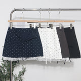 Real Shooting Lace Side Wave Half Dress Girl Summer Bow High Waist Thin Anti-Walking Light A Word Ass Short Skirt 6611