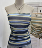 Real Shot Color Striped Mesh Tans Tector-Coat With Chest Pad Anti-Slip Strip Folds Repair Short Sleeveless Top 8185