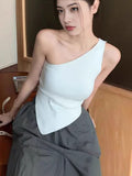 Spice Girl Beauty Back With A New Temperament Design With A New Temperamental Design Tilt Shoulder Knitting Irregular Waistcoat Sleeveless Top 2025