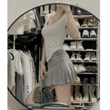 Summer Dress Solid Color Folds Can Be Salt Can Be Sweet Little Man Wearing Hot Babes Pure Temperament Skirt Trend Short Skirt Girl