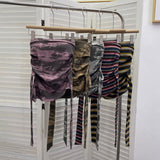 Real Shot Y2k With Chest Pads With Chest Pads To Wear Chest Vest Irregular Belt Strap Short Tie-Dye Letter Print Top 9270