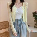 Ultra-Thin Sunscreen Knitted Small Cardigan Thin Women's Sling Skirt Burqa Spring And Autumn Ice Silk Air-Conditioning Shirt Short Coat