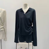 POLO Collar Loose Long-Sleeved Knitted Women 2026 Spring New Lazy Shorts Wear Two-Piece Sets