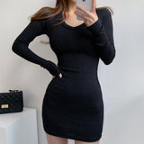 The Long Sleeve Of The Women's Long-Sleeved In The Waist V-Necked Dress Highlights The Sexy Tight Body Of The Hips In The Bottom Of The Summer Sweet And Spicy Skirt