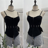 Real Patted Breast Pad Sling Sling Vest Hook Belt Strap Design Feel Waist Hottie Sexy Short Coat 6226