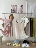 French Retro-Screative Ice Silk Cotton 100-Folded Dress Woman Sha Bohemia Beach Holiday Style A Skirt