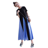 Fat Mm Large Size 300 Pounds Of Hepburn Style French Dress Summer Splicing Fake Two Loose Big Dress Woman