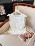 French Small Fragrant Sleeveless Vest Shirt Women's Summer New Design Sense Small Slim Pendative Splicing Vest