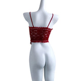 Real Shooting Pure Lust Wind Bump Color Lace Splicing Hollow Knitted Slings Women Summer Sexy Sleeveless Vest Repair Body