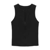 Spice Girl Round Collar Zipper Sleeveless Sling Vest Women's Summer 2025 New Fashion Slim Solid Color Top Tide