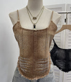 Summer Babes Cowboy Sling Vest Women's Hot Diamond Brush Wash Water Short Umbilized Sleeveless Top 658