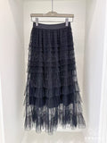 2025 New Sweet Slim Dress Women's Autumn And Winter Purple Gradient Mesh Yarn Long Cake Skirt Skirt