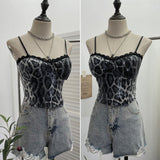 Real Shot With Chest Pad Lace Lace Sling Vest Sexy Short Leopard Patty Bra Wrapping Bra 8703