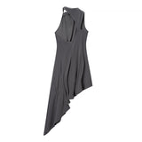 2026 Spring New Female Fashion Sexy Hottie Knitless Sleeveless Asymmetrical Long Dress