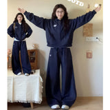 College Wind Plus-Size Sports Suit Women's Spring And Autumn Korean Version Of Students Loose Thin Sweating Trousers Casual Two-Piece Set