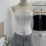 Real Shooting Tset Boa Tart Tset Tset Tsets With Anti-Slip Strip Design Hollow Outside Wearing Short Vest 2829