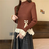 New Chinese Fake Two Knitted Shirt Women Autumn And Winter Explosion Black Turtleneck Inside The Bottom Shirt Design Top