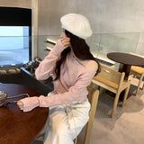 2026 Early Spring Gentle Wind Side-Slope Shoulder-Shaped Collar Wool Knitted Sweater Women Autumn And Winter On The Waist