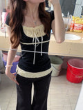 Colling And Colliding With Two Short-Sleeved T-Shirts For Girls Summer Slimming Design With A Sense Of Chic Casual Blouse