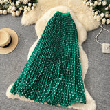 Korean Version Of The Wave Point 100 Folded Skirt Elegant Half Dress Women High Waist Thin A Word Long Dress Commuted Temperament Skirt