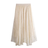 Bright-Faced Lustrous Pearl Mesh Dress New Nail Bead Irregular Fairy Skirt In The Long Half Skirt Women Autumn Winter