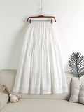 2025 Spring And Summer New High-Waisted Small Fragrant Hook Hollow Cotton Dress In The Long Swing A-Word Half-Body Skirt