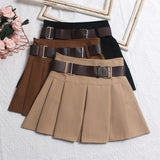 Real Shooting With Belt 100-Fold Skirt 2025 Summer Korean Version Of Small Short Skirt High-Waisted A Word Umbrella Skirt 8282