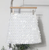 Romantic Style Pink Petal Bling Squint Short Skirt Women Summer New A-Word Bag Hip Skirt 8929