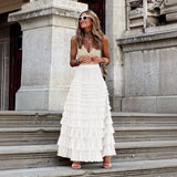 New French Long Dress Female Autumn Temperament Elegant Solid High-Waisted Mesh Cake Skirt Unkempt Skirt