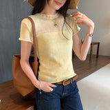 Light People Gentle Know Wearing A Hazy Half-Sleeved Knitted Shirt 2026 Spring New Slimming Top