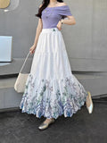 French Rags Hollowed-In Children's Half-Dress Women's Spring Loose Thin Temperament Mid-Long Skirt