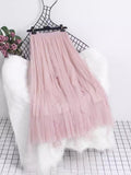 Heavy Industry Nail Bead Petals Net Yarn Dress 2025 Spring New High Waist Display Thin Long Skirt Big Swing A Yarn Skirt