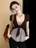 Gentle Wind Leisure Suit With Curry Cardigan Women 2026 Early Spring Folding Wooden Ear Sling Vest Two Sets
