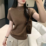 Simply Wind Half-High Collar Sleeveless Knitted Shirt Women's Summer Slim Design Sweater Waist High-End Feel Top