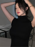 T-Shirted Girl 2025 Summer New Sleeveless Hottie High-Necked Bottom Shirt Korean Version Of Sexy Body Repair Vest Blouse Tide