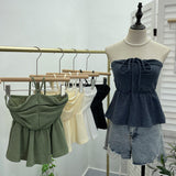 Women's Clothing Out-Of-Shoulder Hanging Neck Small Sling Vest Outside Wearing Braided Short Sleeveless Top 88951
