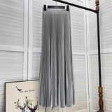 2025 New High-Rise 100-Fold Skirt Half-Dress Woman Pendant Tight Waist Thin High-Grade Elegant Solid Color Dress