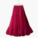 Multi-Layer Cake Dancing Net Dress In The Long Heavy Industry Half-Body Skirt Wood Ear A-Word Swing Ponum Skirt Yarn Skirt
