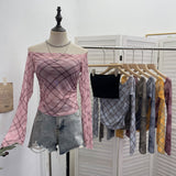 Real Shooting Two Sets Of Sexy Shoulder Single-Layer Thin Mesh Yarn Short T-Shirt + Inner Brat With Chest Pads To Wipe The Chest Vest 8095