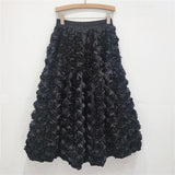 2025 New Three-Dimensional Flower Skirt Women High-Rise Thin And Fluffy Skirt In The Long Fairy Big Swing A Skirt