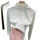 2026 Early Spring Velvet Half-High Collar Bottomed Bottom Shirt Women's Autumn And Winter Atmosphere In The Tight Body And Velvet Grinding Wool Blouse