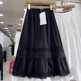 Spring 2025 New White Dress Women Look Good-Looking Popular Unique High-Rise Repair Medium-Long A-Shaped Skirt