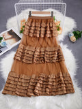 Ocean Spirit Dynamic Mesh Splicing Layer Cake Half Dress Women 2026 Spring Leisure Lazy Can Folded Through The Long Skirt