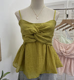 Real Shooting Hong Kong Island Hottie Sling Vest Folded Short Skirt Shaved Meat Thin Sleeveless Top 3729