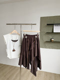 Korean Version Of The Cool Wind High Waist Irregular Half-Dress Woman 2025 Autumn New Fashion Design Feeling A Font Skirt