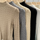 Mahua Half-Neck Knitted Bottom Shirt Women's Autumn And Winter Commute New Slimming Inside A Short Top