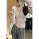 2026 Early Spring Temperament Korean Pure Desire Unique Beautiful Striped Long-Sleeved T-Shirt Women Commuting Spring New Body Repair