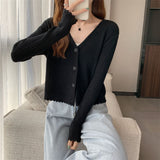 Korean Knitted Cardigan Women's Autumn And Winter New Body-Repair Niche Design With A Short Bottom Long-Sleeved Top Coat