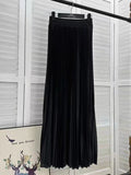2025 New High-Rise 100-Fold Skirt Half-Dress Woman Pendant Tight Waist Thin High-Grade Elegant Solid Color Dress