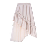Design Sense Of Irregular Skirt Cake Skirt Long Ponum Skirt Thin 2025 New Personalized Yarn Skirt